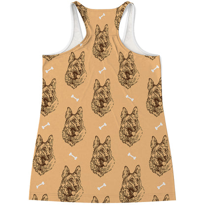 Drawing German Shepherd Pattern Print Women's Racerback Tank Top