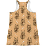 Drawing German Shepherd Pattern Print Women's Racerback Tank Top