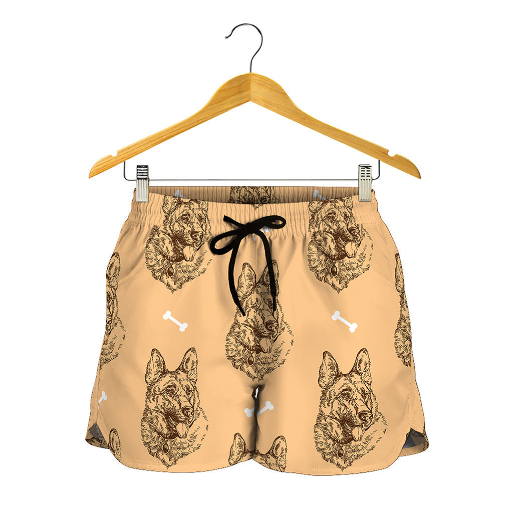 Drawing German Shepherd Pattern Print Women's Shorts