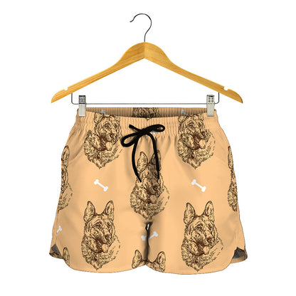 Drawing German Shepherd Pattern Print Women's Shorts
