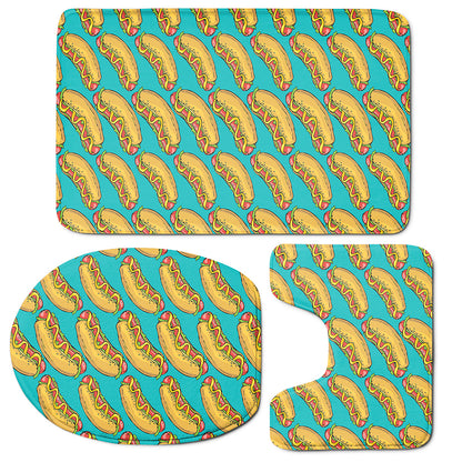 Drawing Hot Dog Pattern Print 3 Piece Bath Mat Set