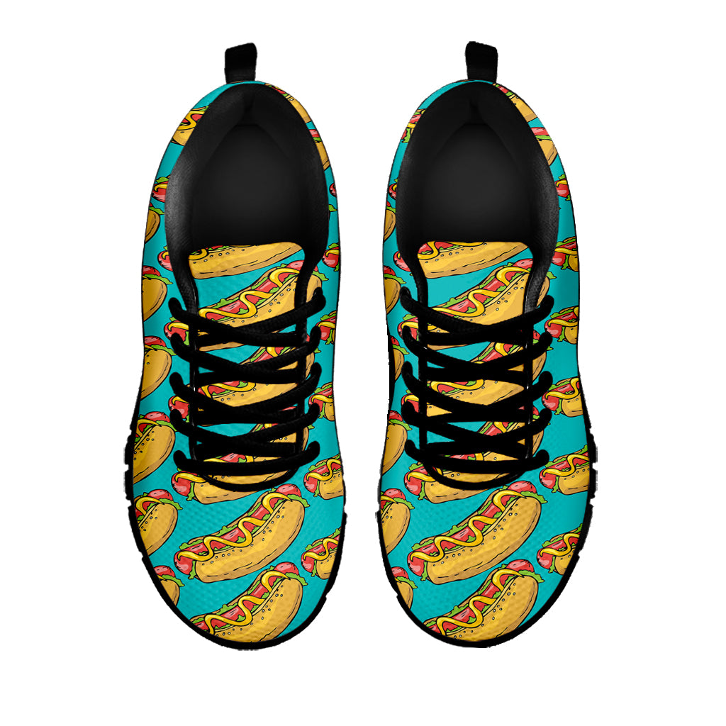 Drawing Hot Dog Pattern Print Black Sneakers
