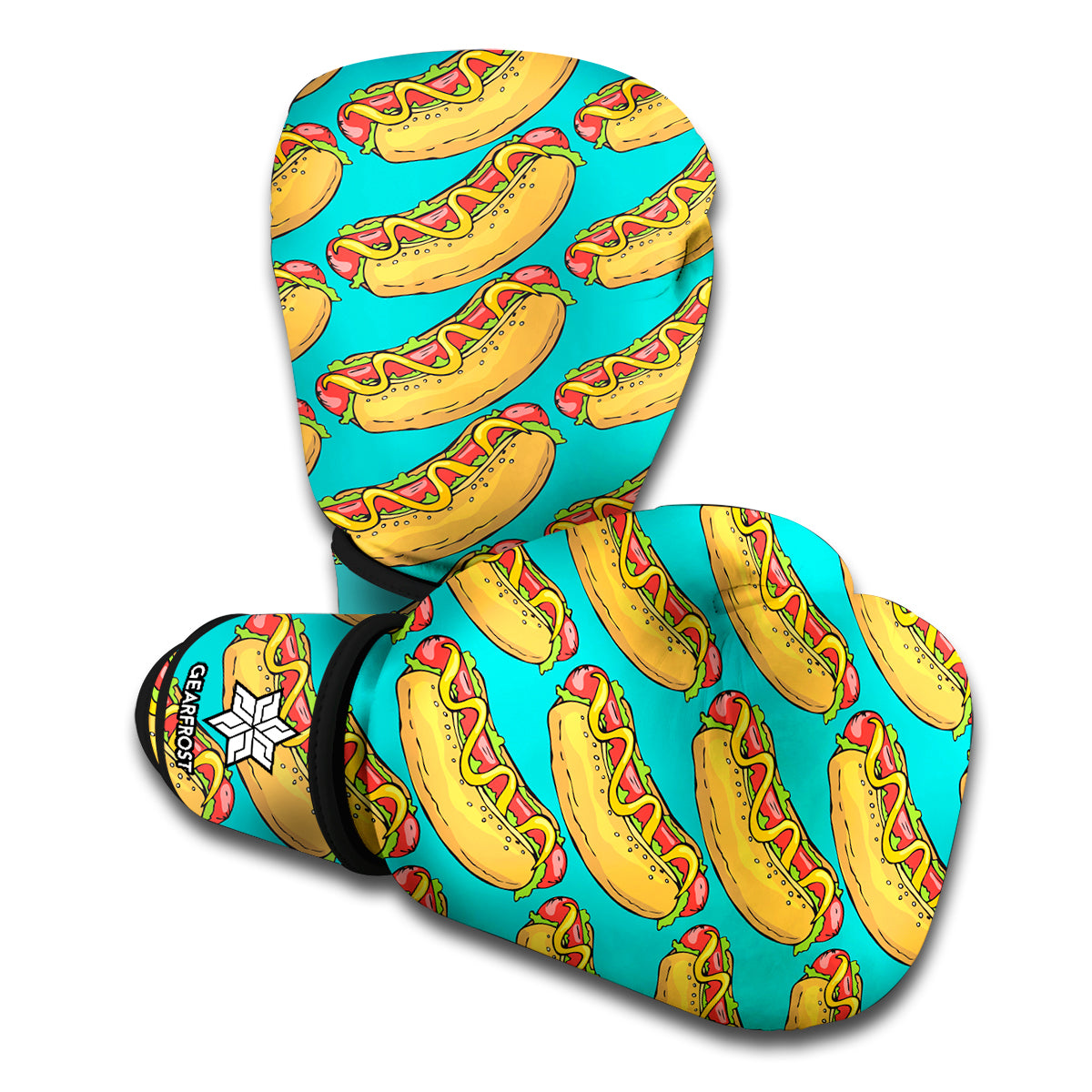 Drawing Hot Dog Pattern Print Boxing Gloves