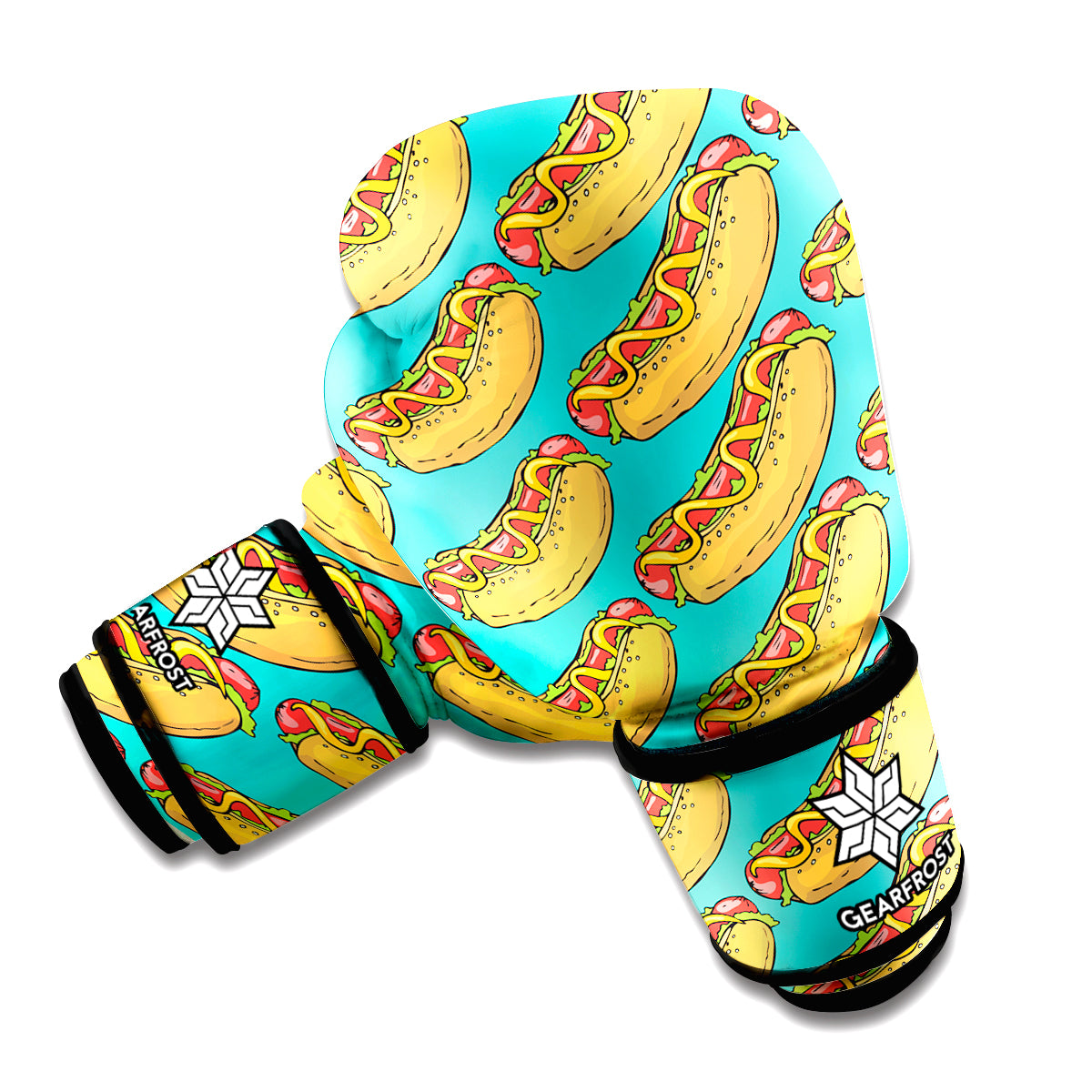 Drawing Hot Dog Pattern Print Boxing Gloves