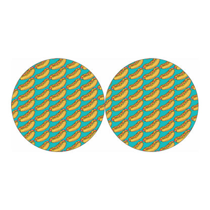 Drawing Hot Dog Pattern Print Car Coasters