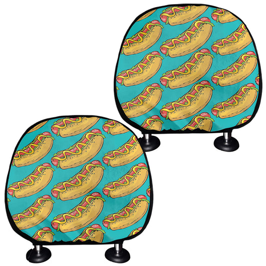 Drawing Hot Dog Pattern Print Car Headrest Covers