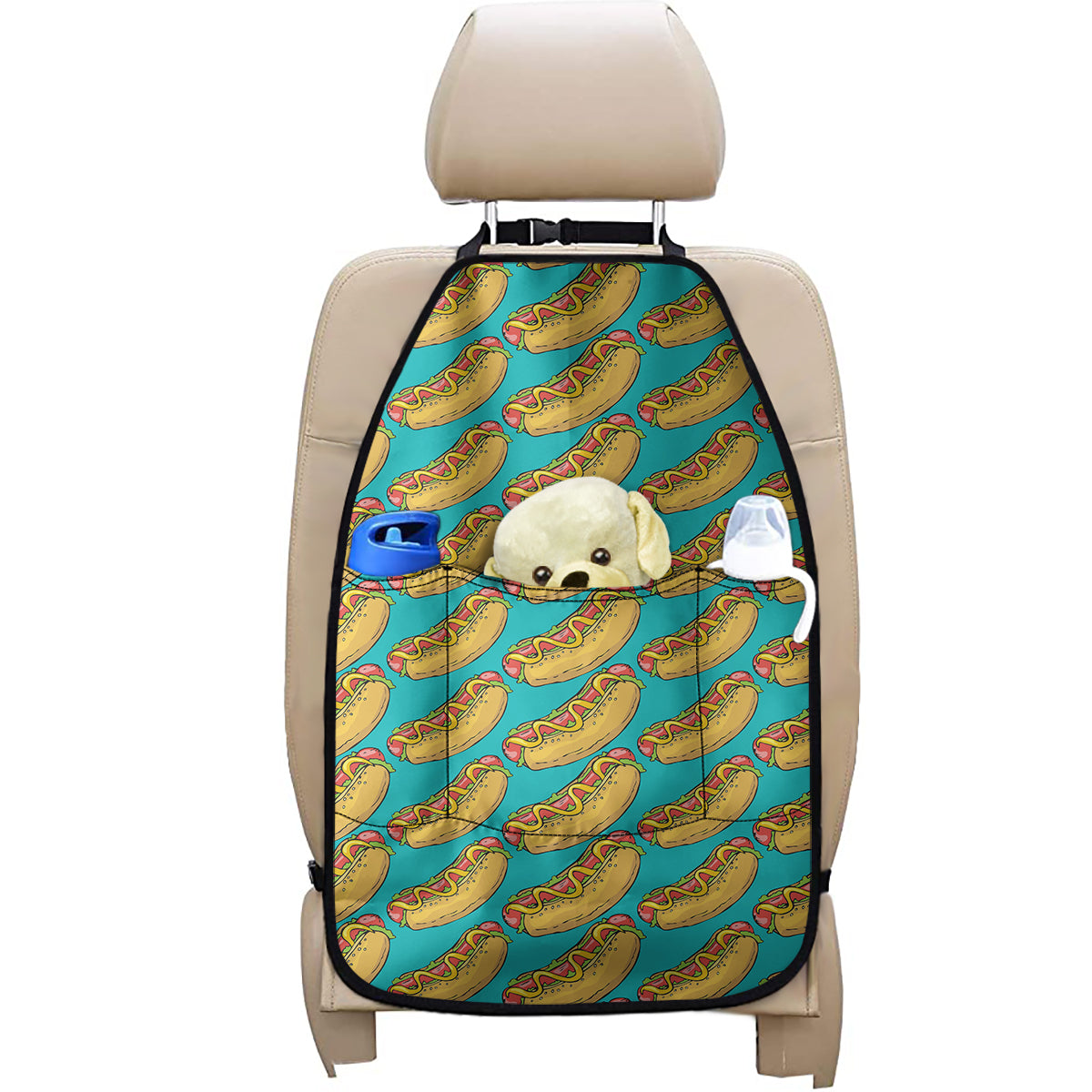 Drawing Hot Dog Pattern Print Car Seat Organizers