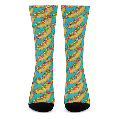 Drawing Hot Dog Pattern Print Crew Socks