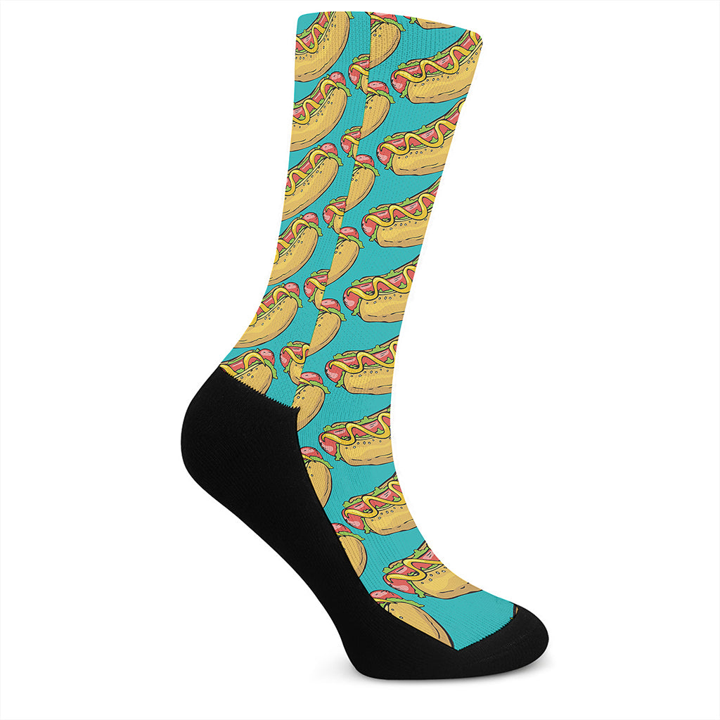 Drawing Hot Dog Pattern Print Crew Socks
