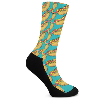 Drawing Hot Dog Pattern Print Crew Socks