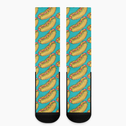 Drawing Hot Dog Pattern Print Crew Socks