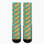 Drawing Hot Dog Pattern Print Crew Socks