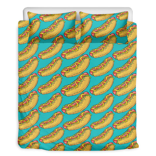 Drawing Hot Dog Pattern Print Duvet Cover Bedding Set