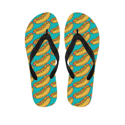 Drawing Hot Dog Pattern Print Flip Flops