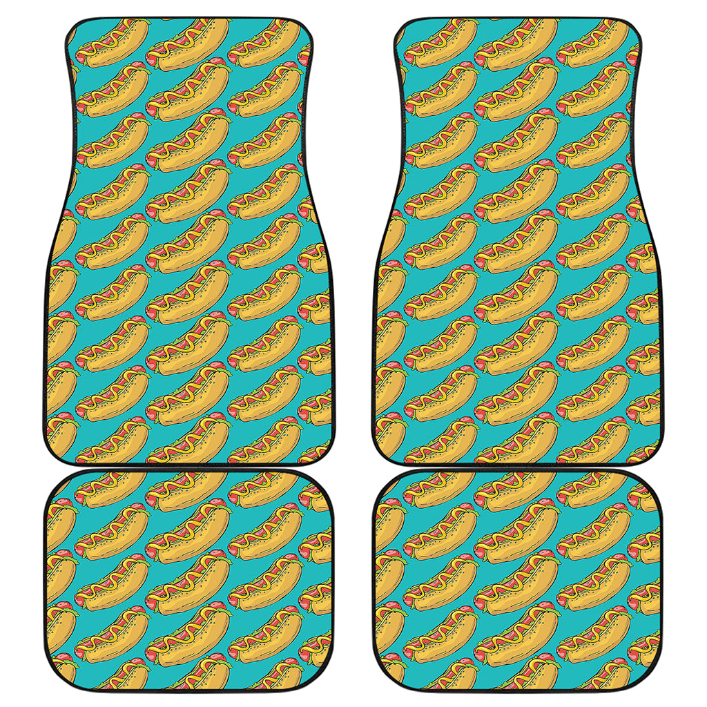 Drawing Hot Dog Pattern Print Front and Back Car Floor Mats