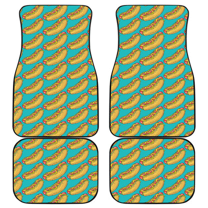 Drawing Hot Dog Pattern Print Front and Back Car Floor Mats