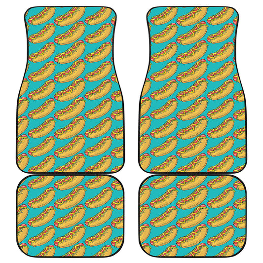 Drawing Hot Dog Pattern Print Front and Back Car Floor Mats