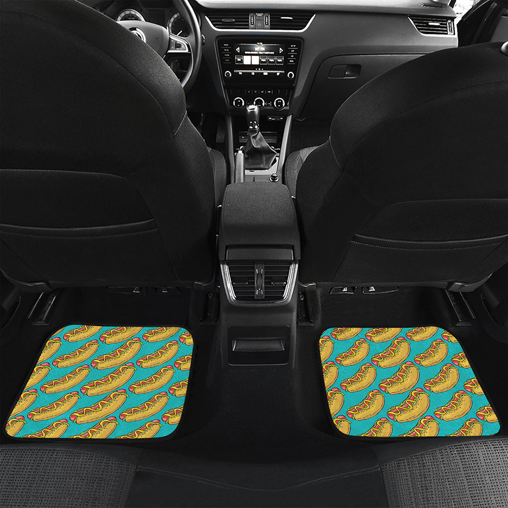 Drawing Hot Dog Pattern Print Front and Back Car Floor Mats
