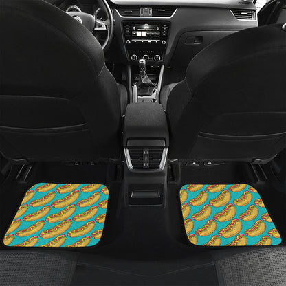 Drawing Hot Dog Pattern Print Front and Back Car Floor Mats