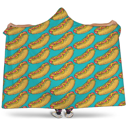 Drawing Hot Dog Pattern Print Hooded Blanket