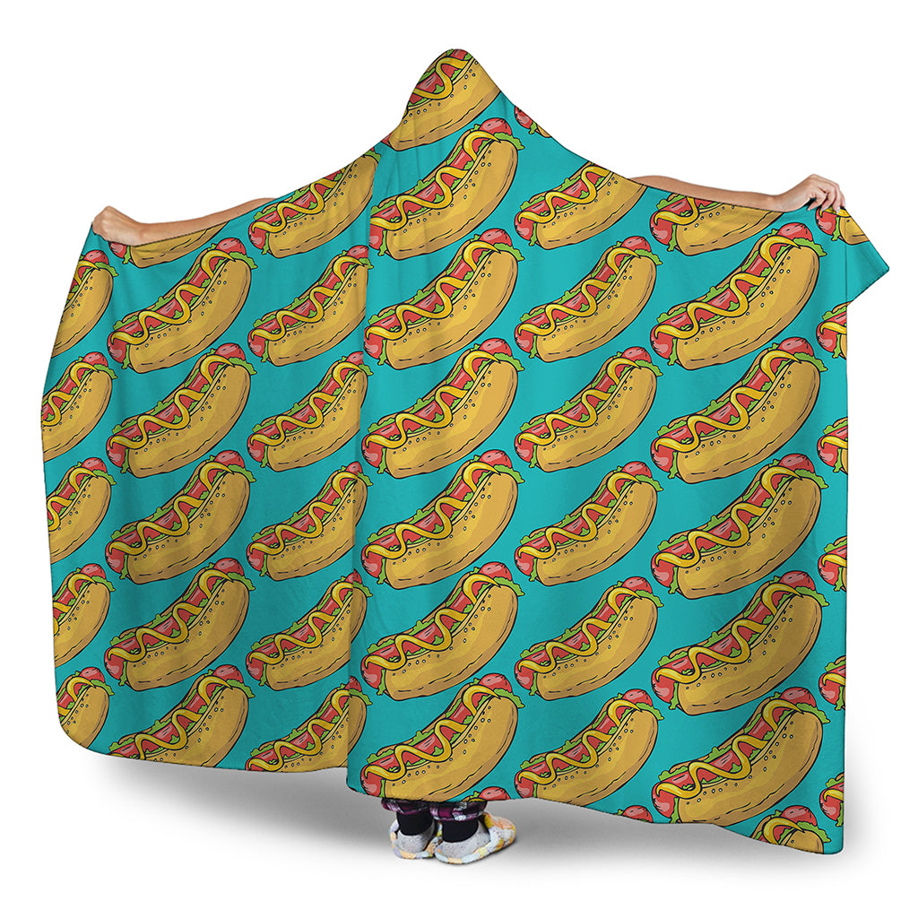 Drawing Hot Dog Pattern Print Hooded Blanket