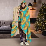 Drawing Hot Dog Pattern Print Hooded Blanket