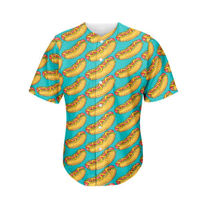 Drawing Hot Dog Pattern Print Men's Baseball Jersey