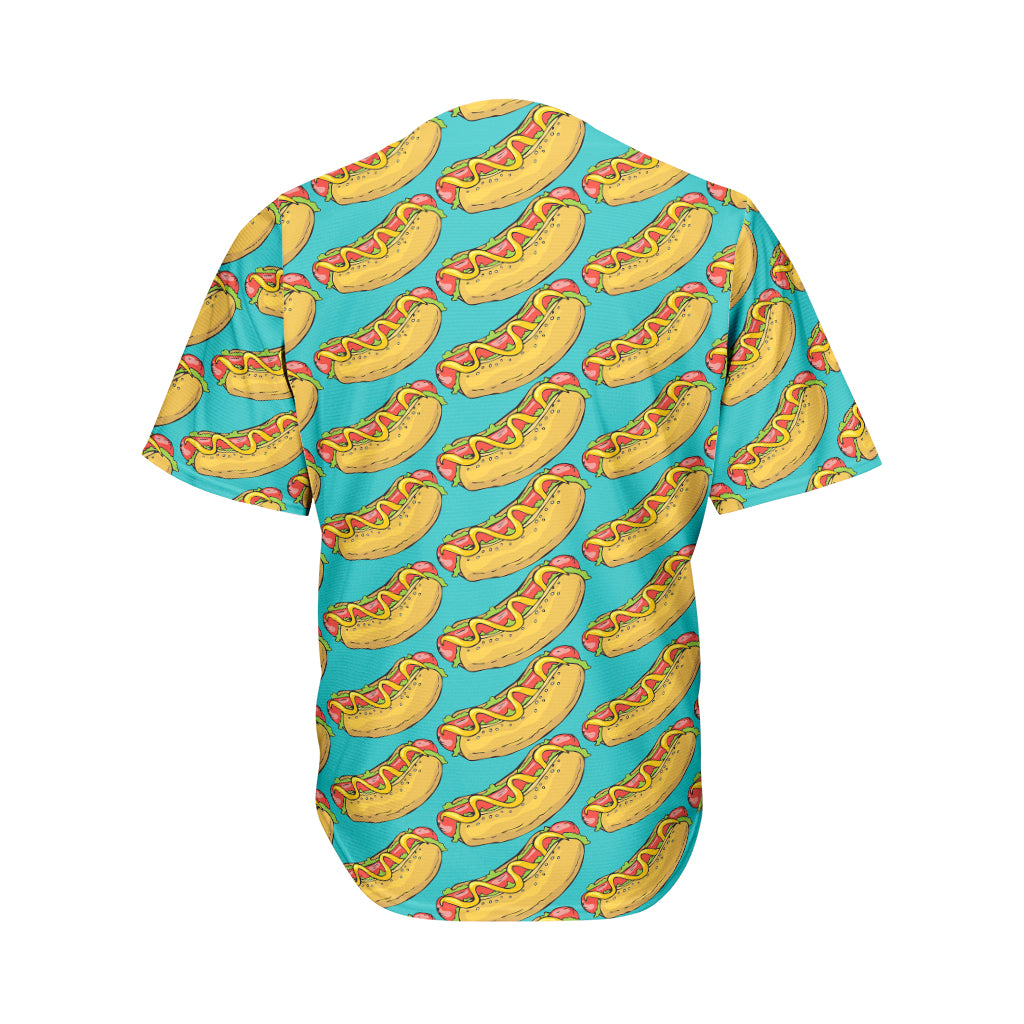 Drawing Hot Dog Pattern Print Men's Baseball Jersey