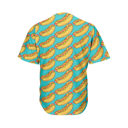 Drawing Hot Dog Pattern Print Men's Baseball Jersey