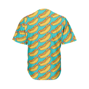 Drawing Hot Dog Pattern Print Men's Baseball Jersey