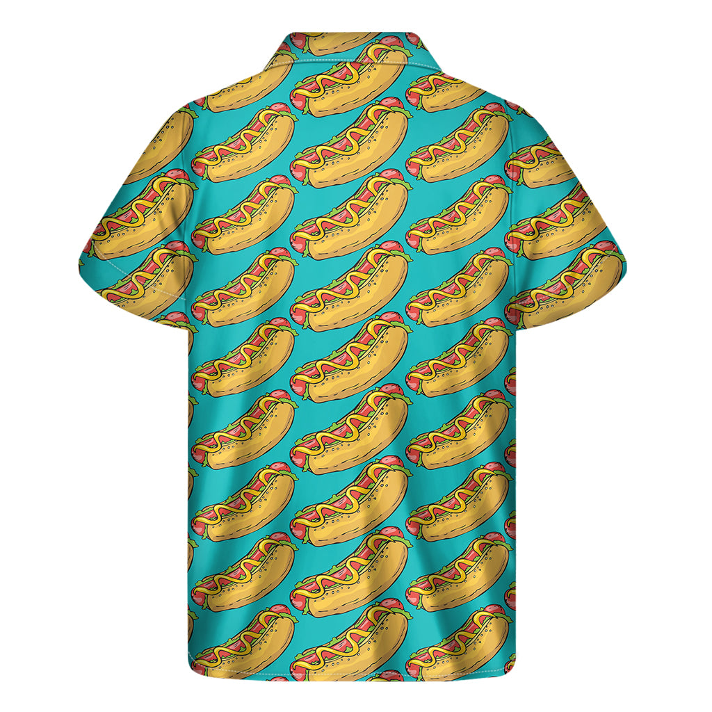 Drawing Hot Dog Pattern Print Men's Short Sleeve Shirt