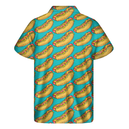 Drawing Hot Dog Pattern Print Men's Short Sleeve Shirt