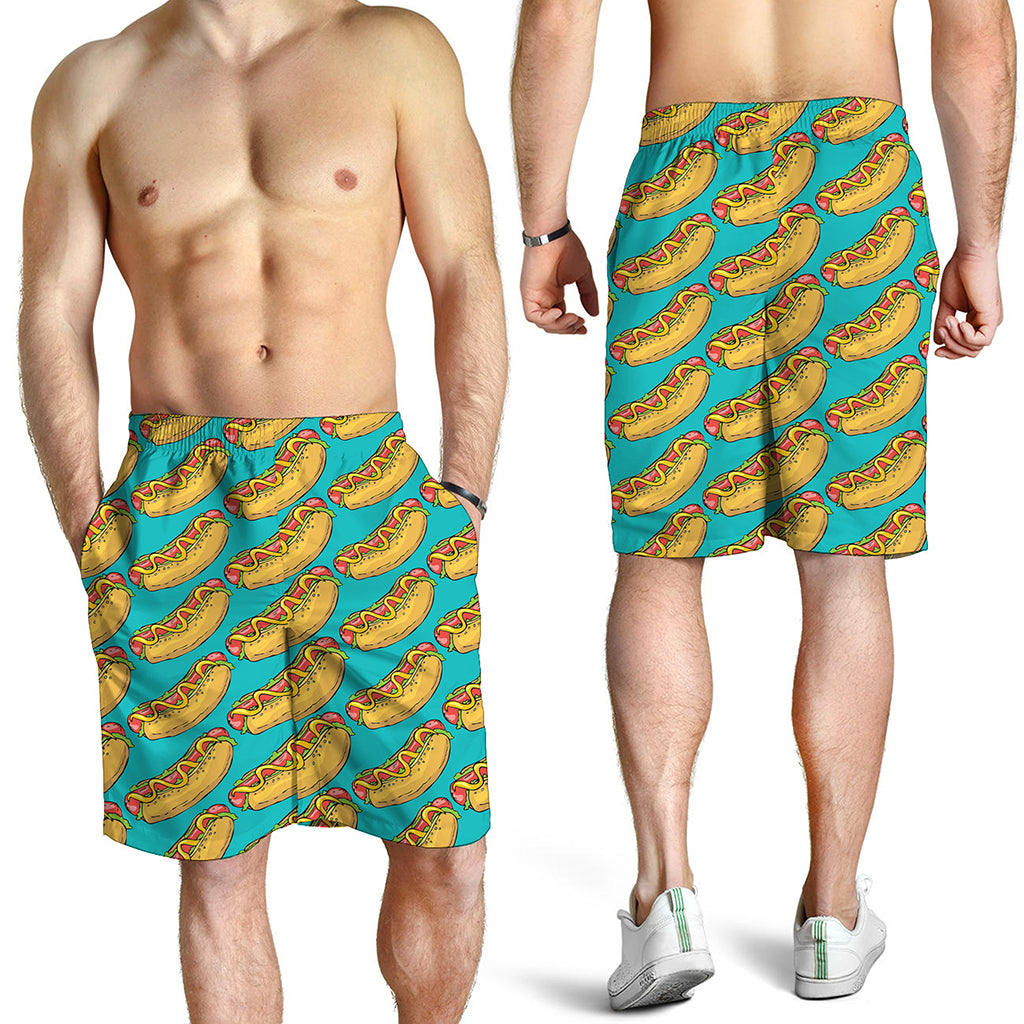 Drawing Hot Dog Pattern Print Men's Shorts