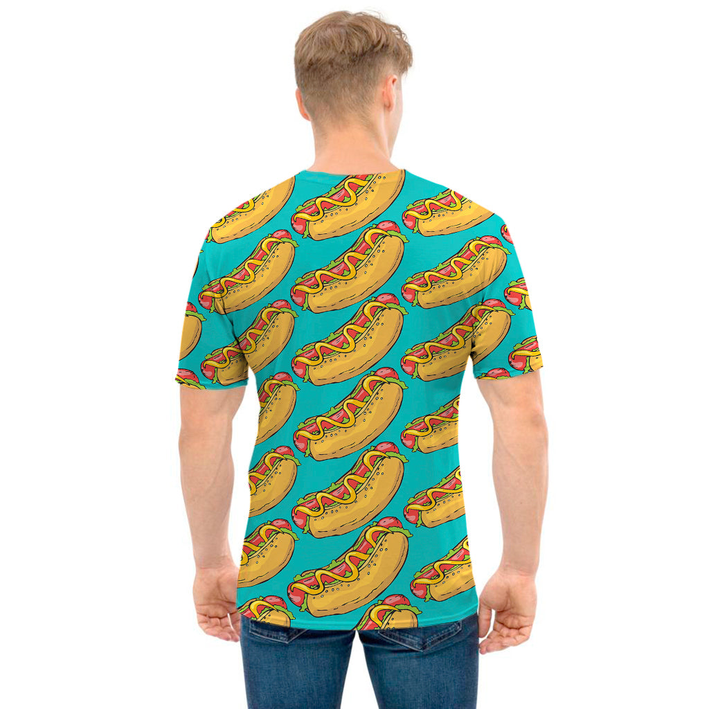 Drawing Hot Dog Pattern Print Men's T-Shirt