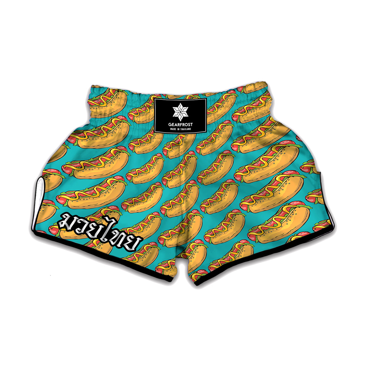 Drawing Hot Dog Pattern Print Muay Thai Boxing Shorts