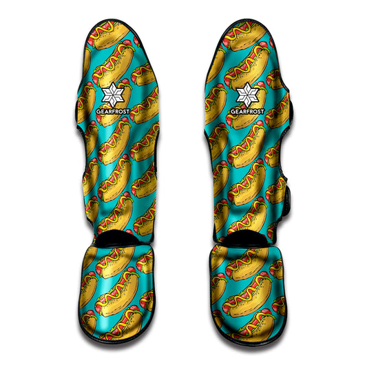 Drawing Hot Dog Pattern Print Muay Thai Shin Guard