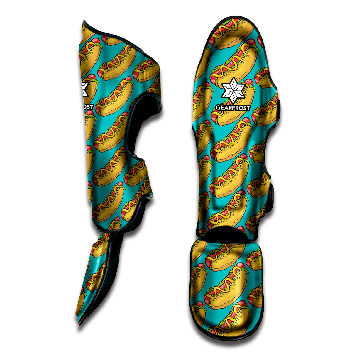 Drawing Hot Dog Pattern Print Muay Thai Shin Guard