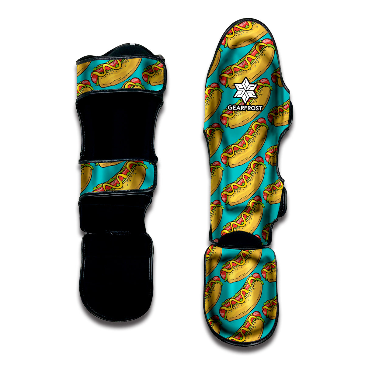 Drawing Hot Dog Pattern Print Muay Thai Shin Guard