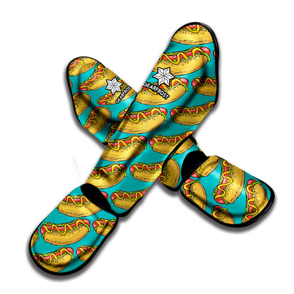 Drawing Hot Dog Pattern Print Muay Thai Shin Guard
