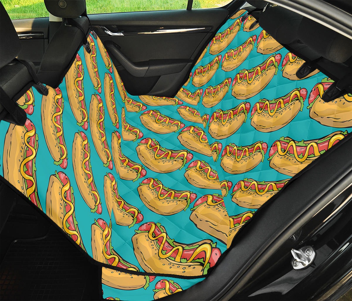 Drawing Hot Dog Pattern Print Pet Car Back Seat Cover