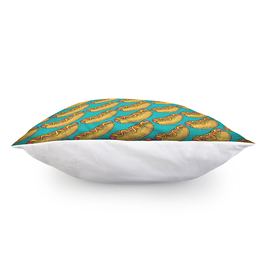 Drawing Hot Dog Pattern Print Pillow Cover