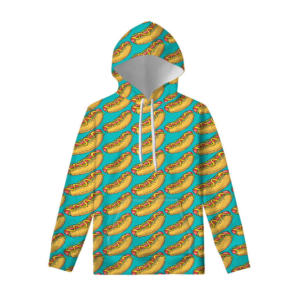Drawing Hot Dog Pattern Print Pullover Hoodie