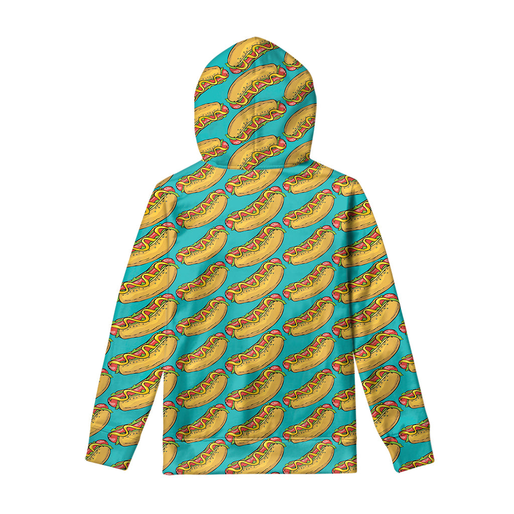 Drawing Hot Dog Pattern Print Pullover Hoodie