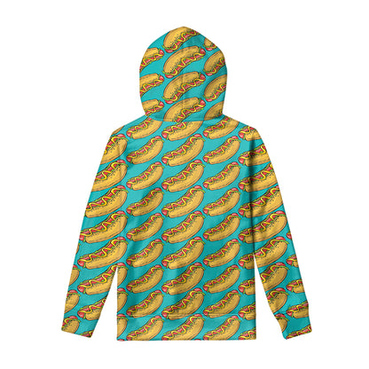 Drawing Hot Dog Pattern Print Pullover Hoodie