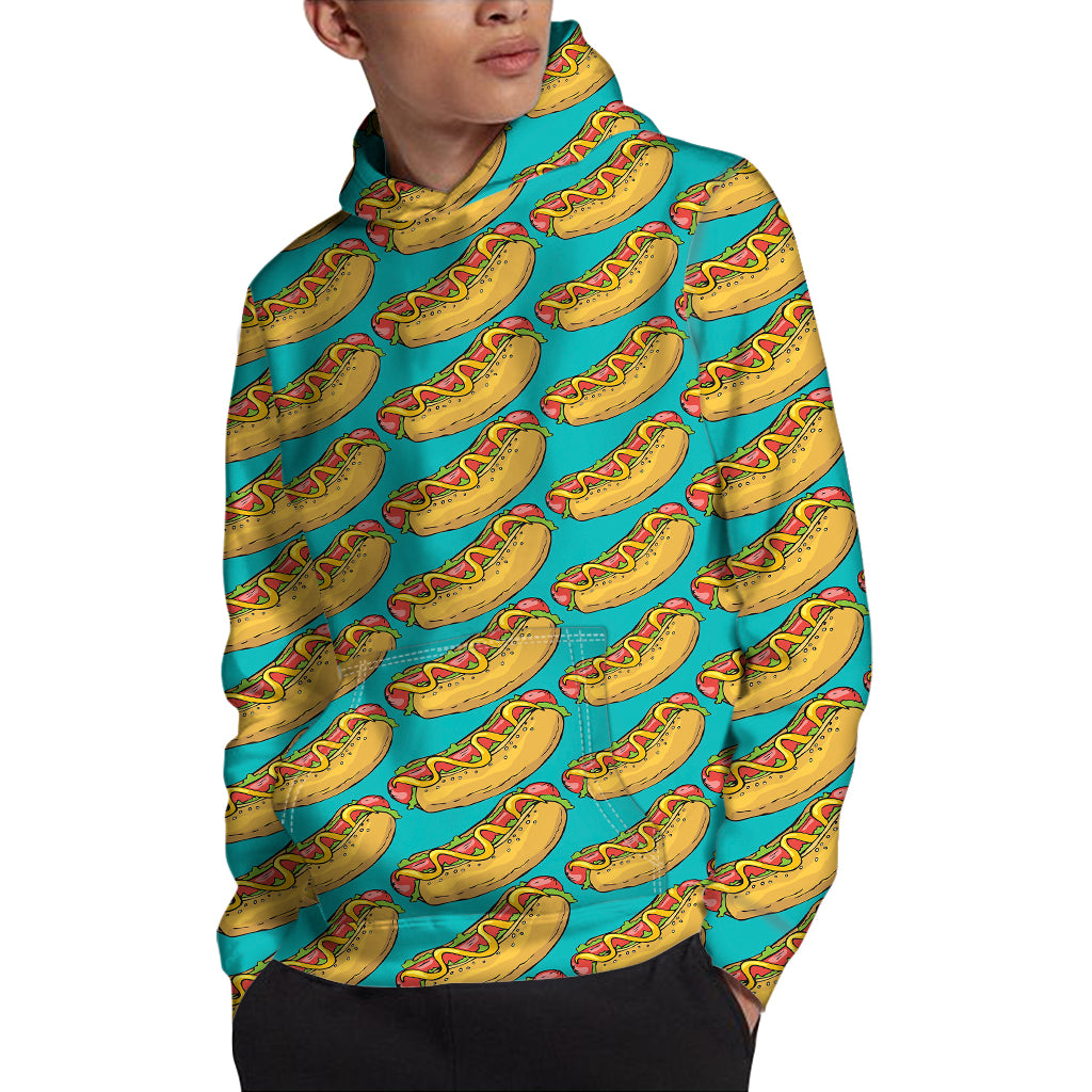 Drawing Hot Dog Pattern Print Pullover Hoodie
