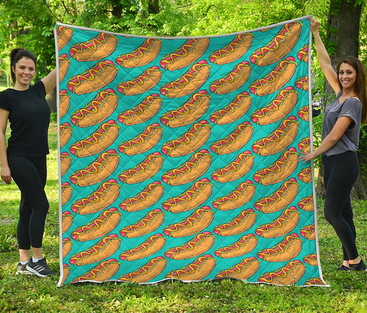 Drawing Hot Dog Pattern Print Quilt