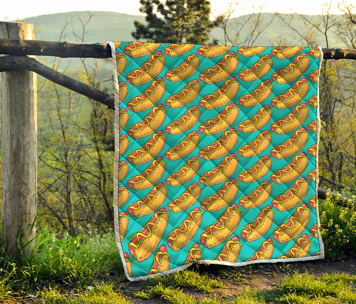Drawing Hot Dog Pattern Print Quilt