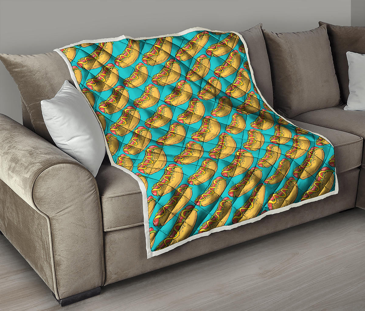 Drawing Hot Dog Pattern Print Quilt