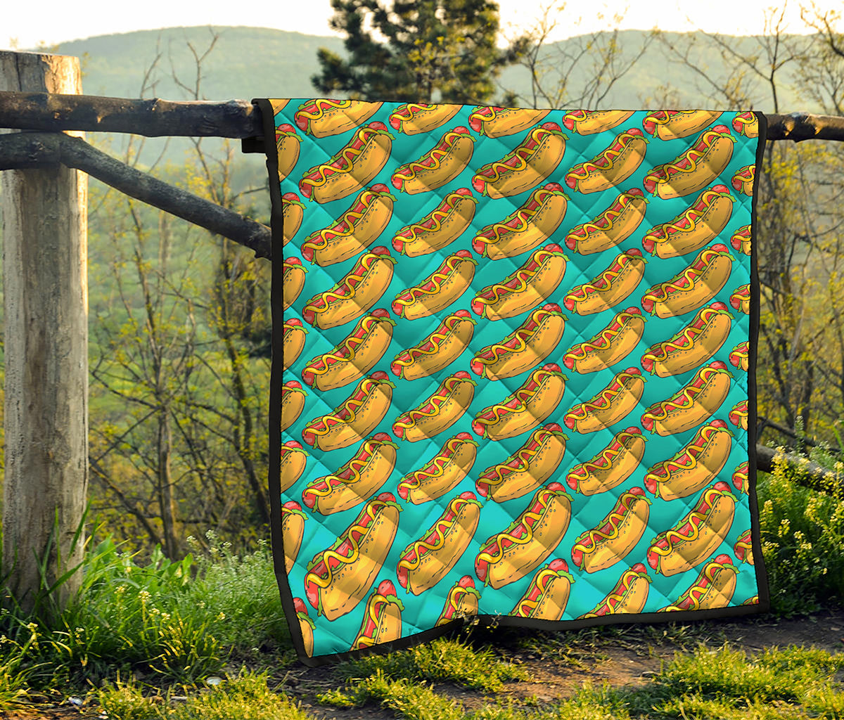 Drawing Hot Dog Pattern Print Quilt