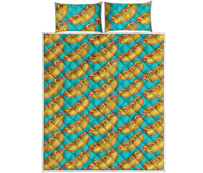 Drawing Hot Dog Pattern Print Quilt Bed Set